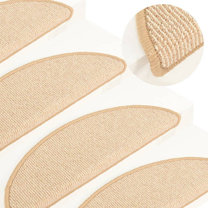 Tappetini per scale 15 pz 65x21x4 cm Crema Semicircolari Grandi