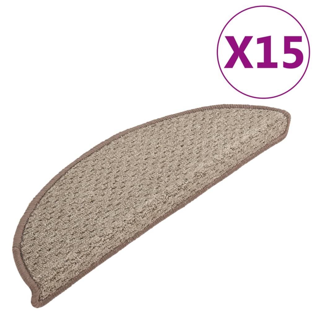 Tappetini per Scale 15 pz Marroni 65x21x4 cm
