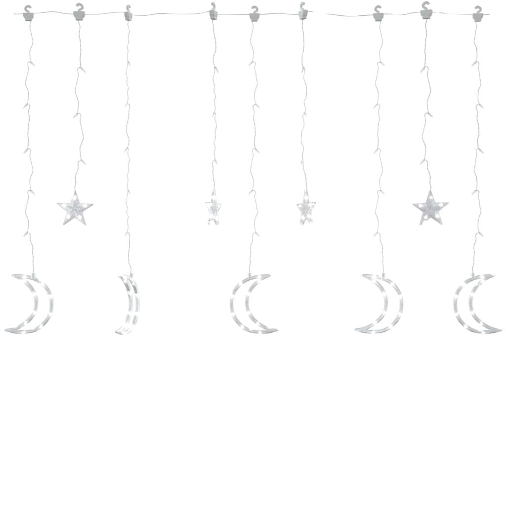 Luci Fatate Stella e Luna con Telecomando 138 LED Bianco Freddo