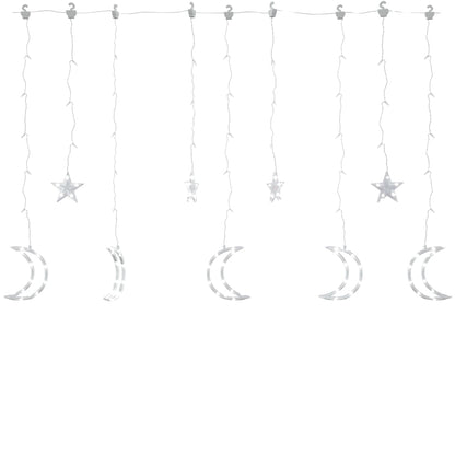 Luci Fatate Stella e Luna con Telecomando 138 LED Bianco Freddo