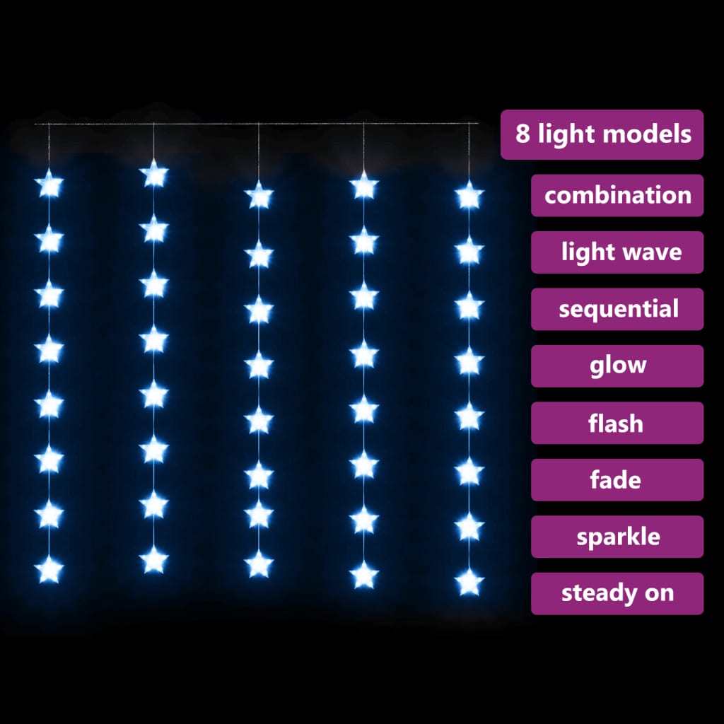 Luci Fatate a Stella a LED 200 LED Blu 8 Funzioni