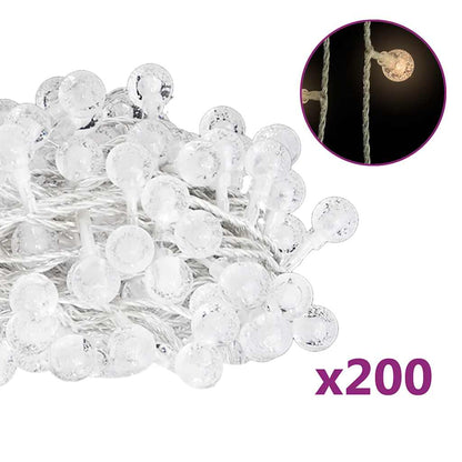 Filo di Luci Sferiche 20m 200 LED Bianco Caldo 8 Funzioni