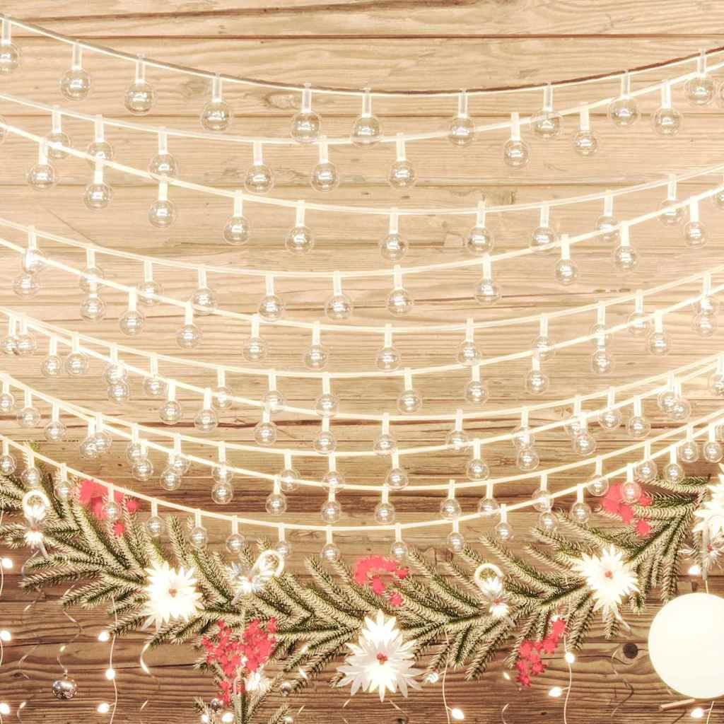 Filo di Luci Sferiche 20m 200 LED Bianco Caldo 8 Funzioni