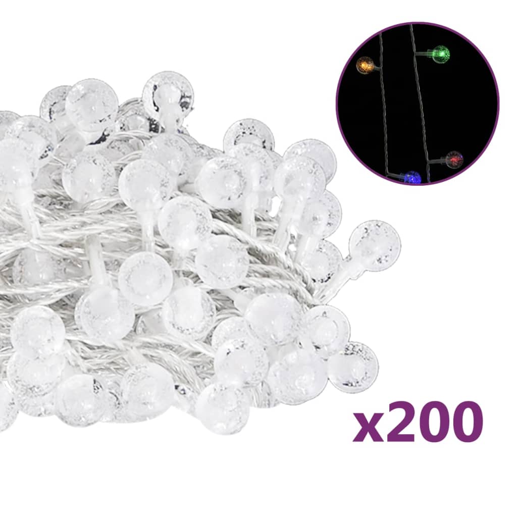 Filo di Luci Sferiche 20m 200 LED Colorati 8 Funzioni