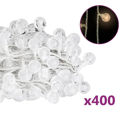 Filo Luci Fatate Sferiche 40m 400 LED Bianco Caldo 8 Funzioni