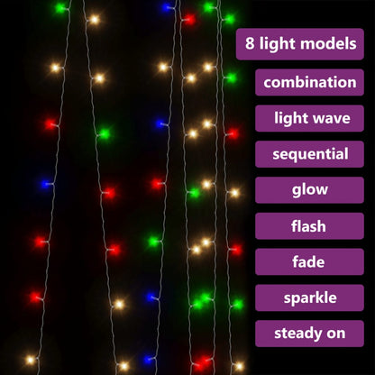 Tenda Luci a Ghiaccioli 3x3m 300 LED Colorati 8 Funzioni