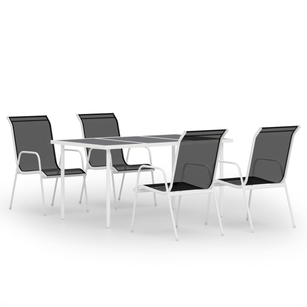 Set da Pranzo da Giardino 5 pz in Acciaio Nero