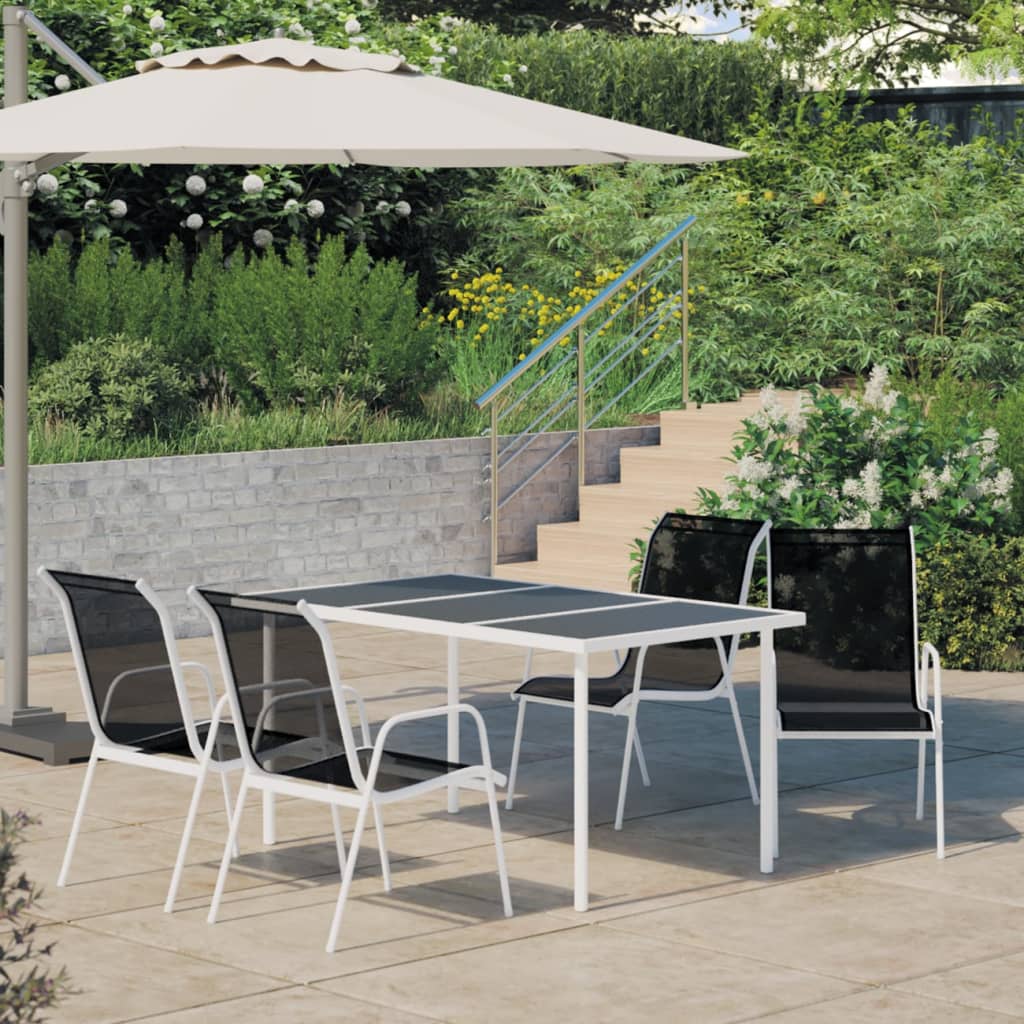 Set da Pranzo da Giardino 5 pz in Acciaio Nero