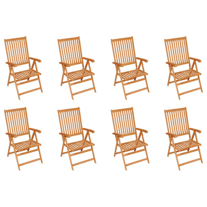 Sedie Reclinabili da Giardino con Cuscini 8 pz Massello di Teak