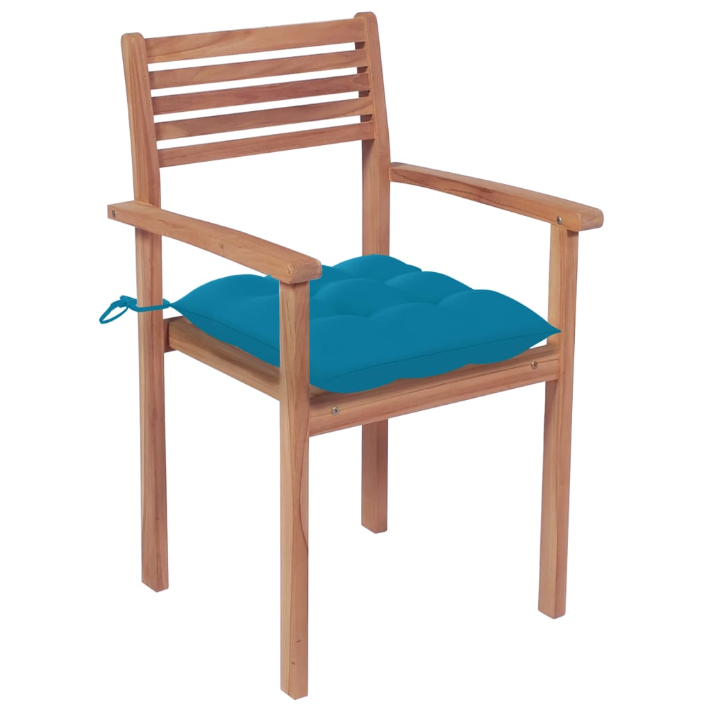 Sedie da Giardino Impilabili 8 pz con Cuscini Massello di Teak