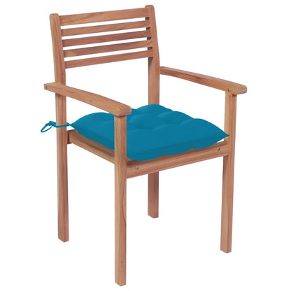 Sedie da Giardino Impilabili 8 pz con Cuscini Massello di Teak