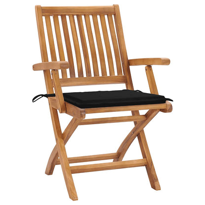 Sedie da Giardino Pieghevoli con Cuscini 4 pz Massello di Teak
