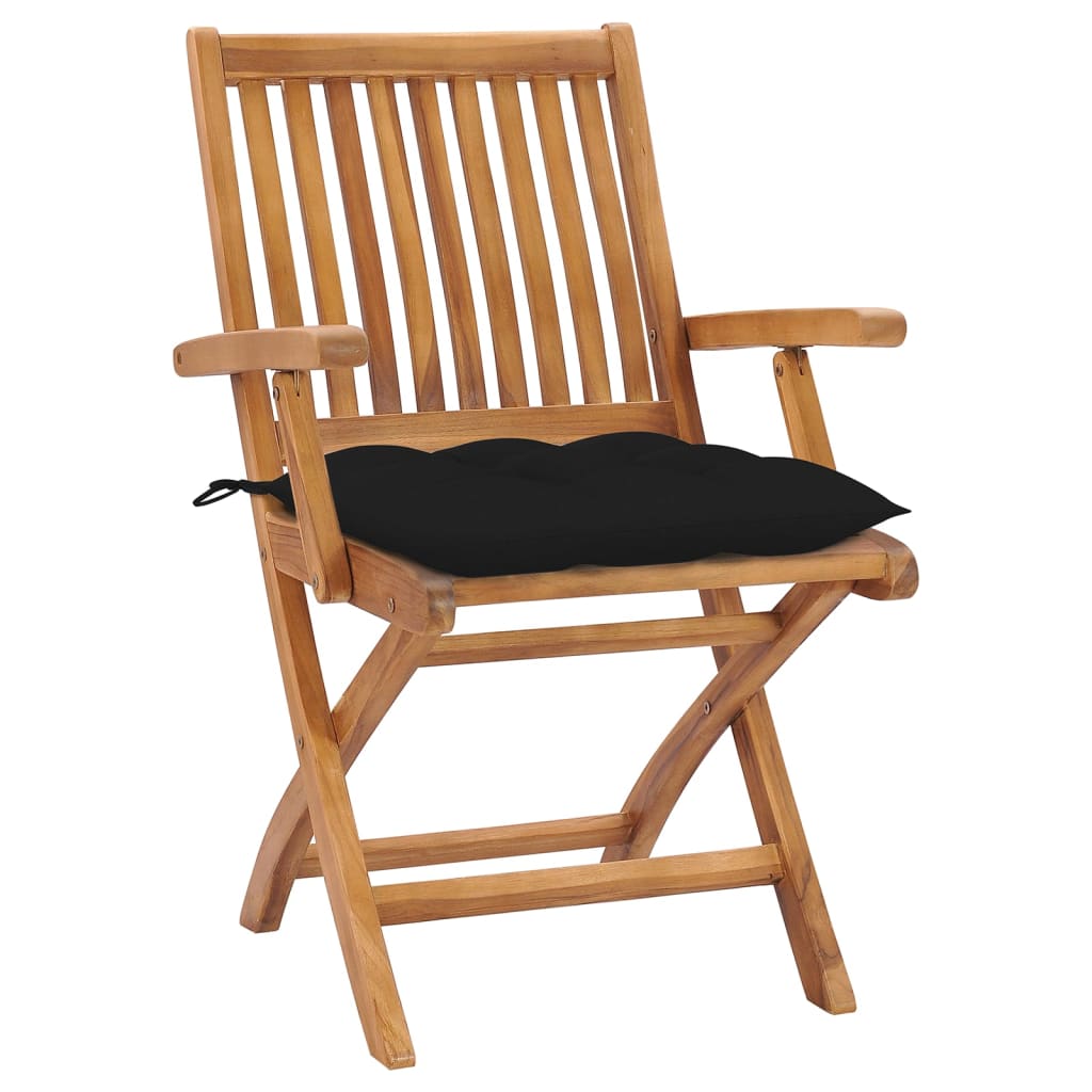 Sedie da Giardino Pieghevoli con Cuscini 6 pz Massello di Teak