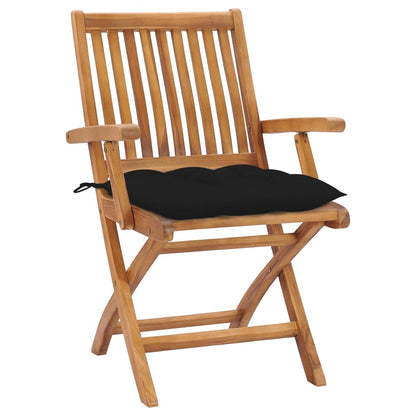 Sedie da Giardino Pieghevoli con Cuscini 6 pz Massello di Teak