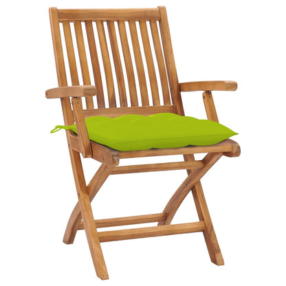 Sedie da Giardino Pieghevoli con Cuscini 6 pz Massello di Teak