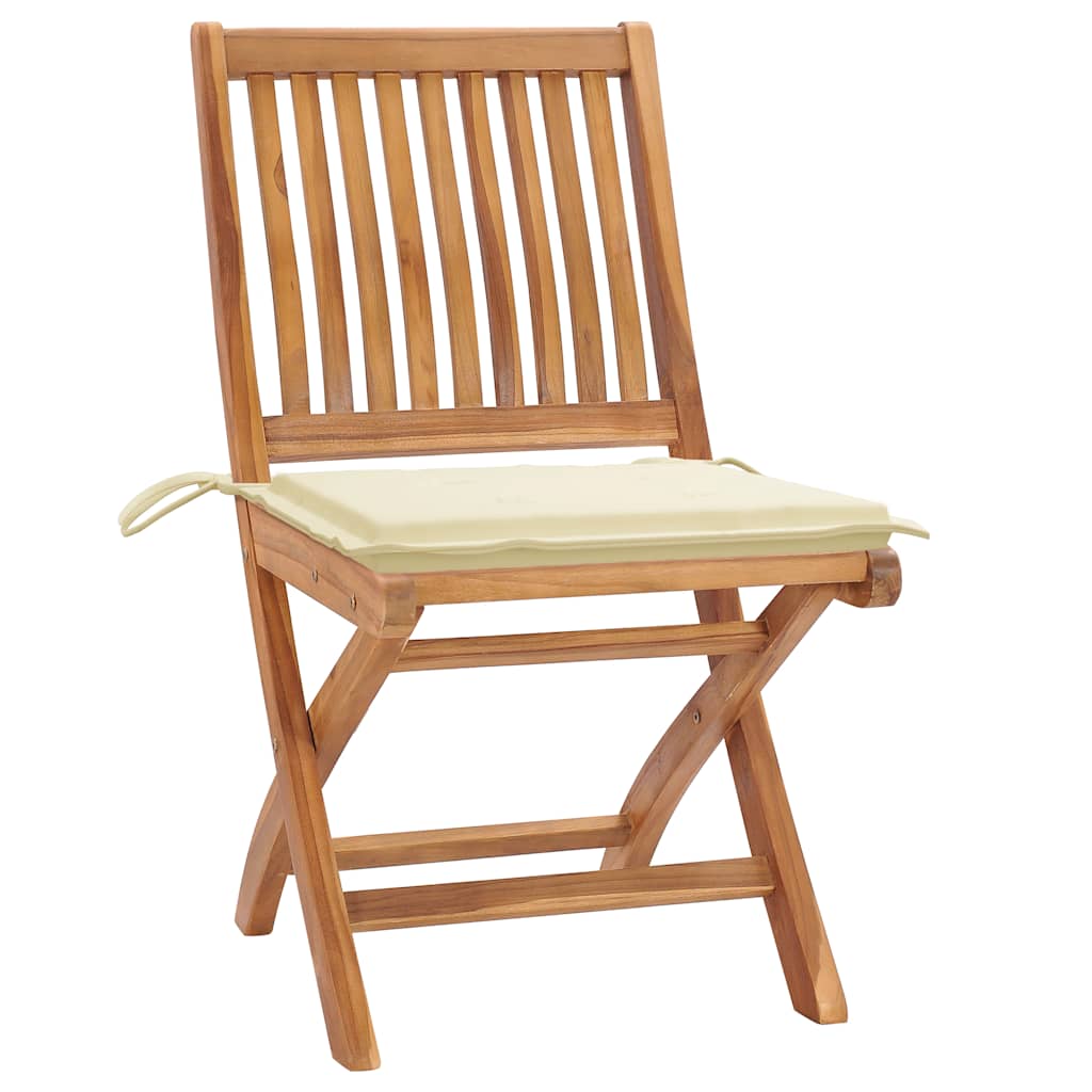 Sedie da Giardino Pieghevoli con Cuscini 6 pz Massello di Teak