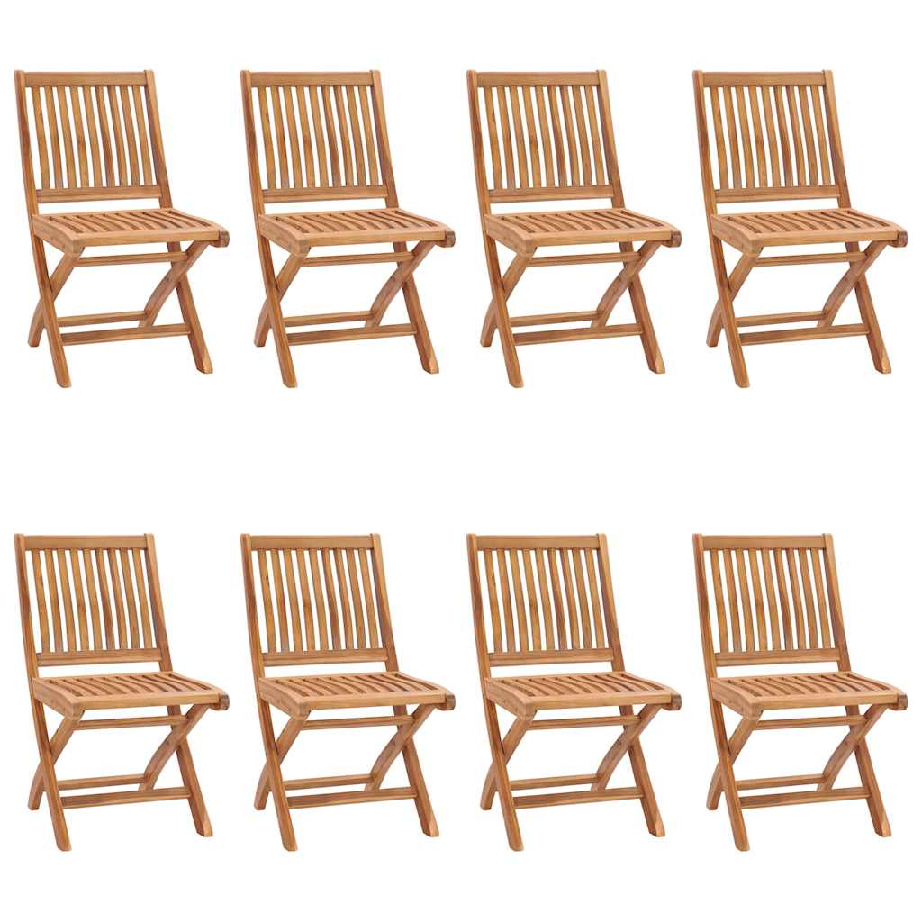 Sedie da Giardino Pieghevoli con Cuscini 8 pz Massello di Teak
