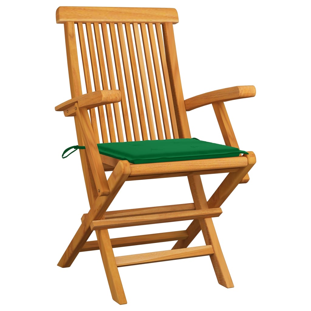 Sedie da Giardino con Cuscini Verdi 8 pz Legno Massello Teak