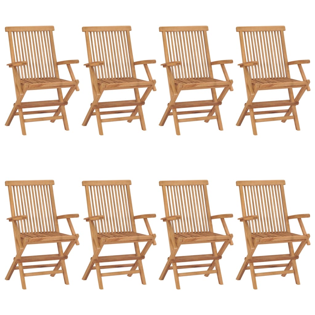 Sedie da Giardino con Cuscini Tortora 8pz Legno Massello Teak