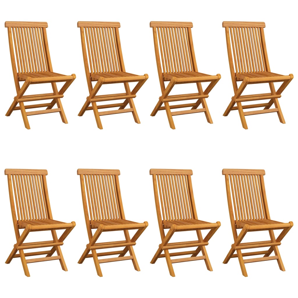 Sedie da Giardino e Cuscini Verde Brillante 8 pz Massello Teak