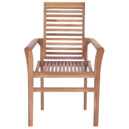 Sedie da Pranzo Impilabili 6 pz con Cuscini in Massello di Teak