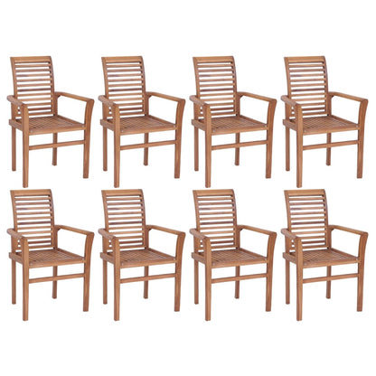 Sedie da Pranzo Impilabili 8 pz in Massello di Teak