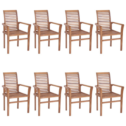 Sedie da Pranzo 8 pz con Cuscini Celesti in Massello di Teak