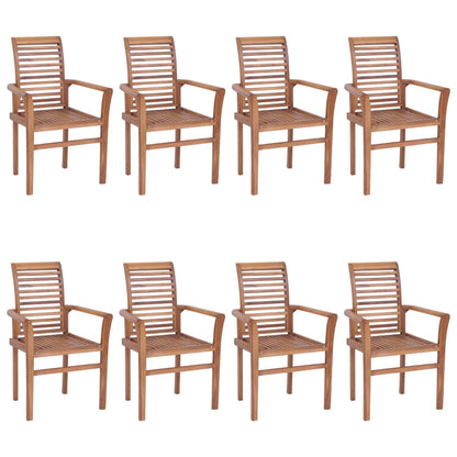 Sedie da Pranzo 8 pz e Cuscini Verde Brillante Massello di Teak