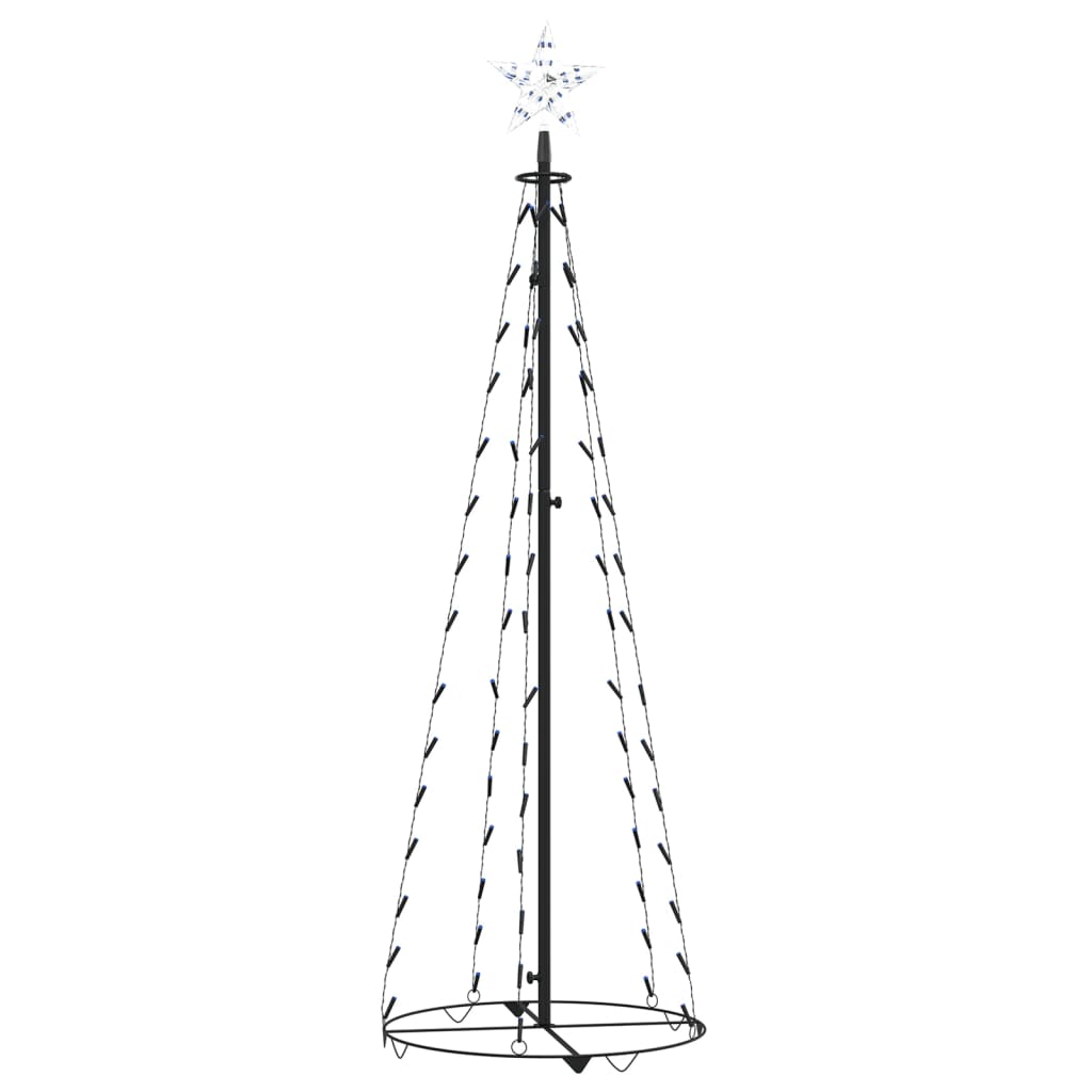 Albero di Natale a Cono Decorato Blu con 84 LED 50x150 cm