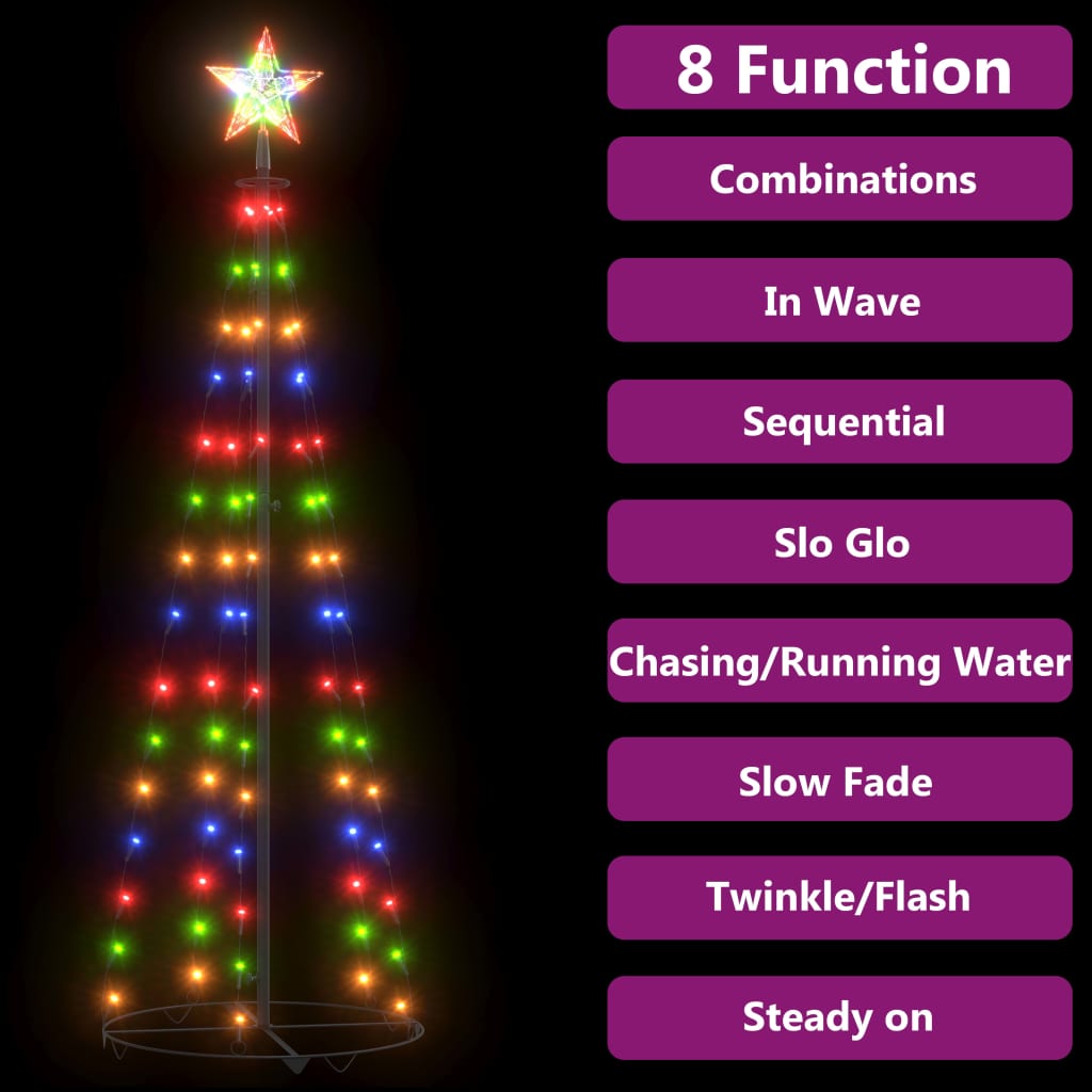 Albero di Natale a Cono con 84 LED Colorato 50x150 cm