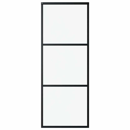 Porta Scorrevole a 3 pannelli in Vetro ESG e Alluminio 76x205 cm Nera