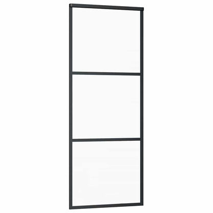 Porta Scorrevole a 3 pannelli in Vetro ESG e Alluminio 76x205 cm Nera