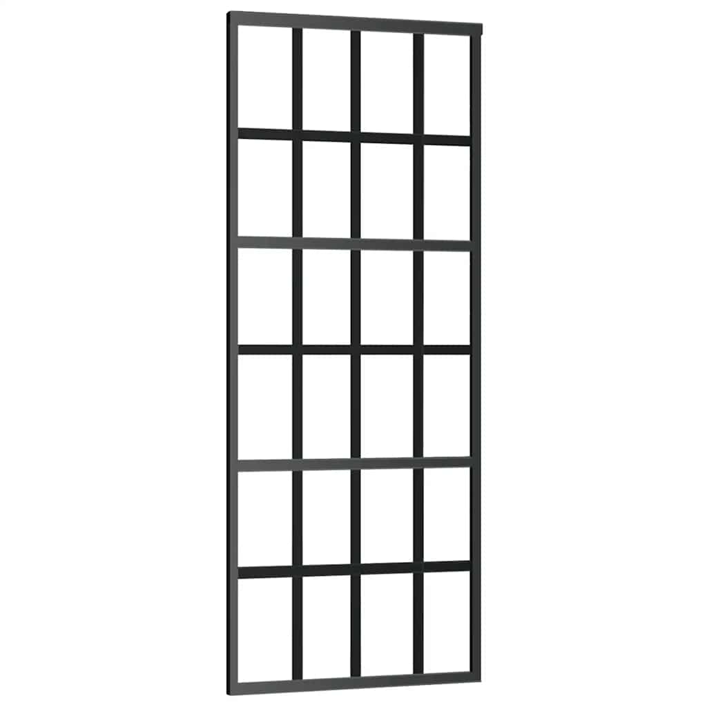 Porta Scorrevole in Vetro ESG e Alluminio 76x205 cm Nera