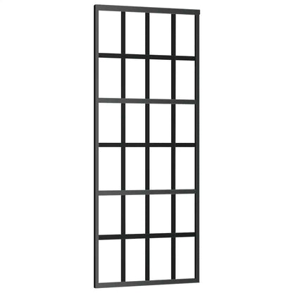 Porta Scorrevole in Vetro ESG e Alluminio 76x205 cm Nera