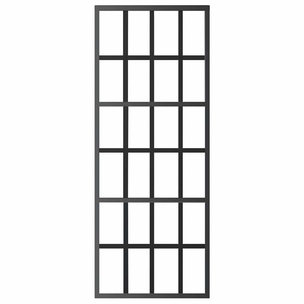 Porta Scorrevole in Vetro ESG e Alluminio 76x205 cm Nera