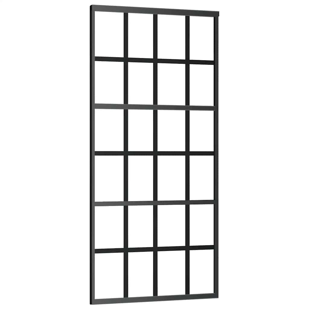 Porta Scorrevole in Vetro ESG e Alluminio 90x205 cm Nera