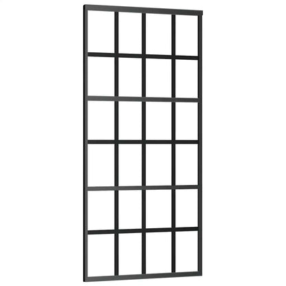 Porta Scorrevole in Vetro ESG e Alluminio 90x205 cm Nera
