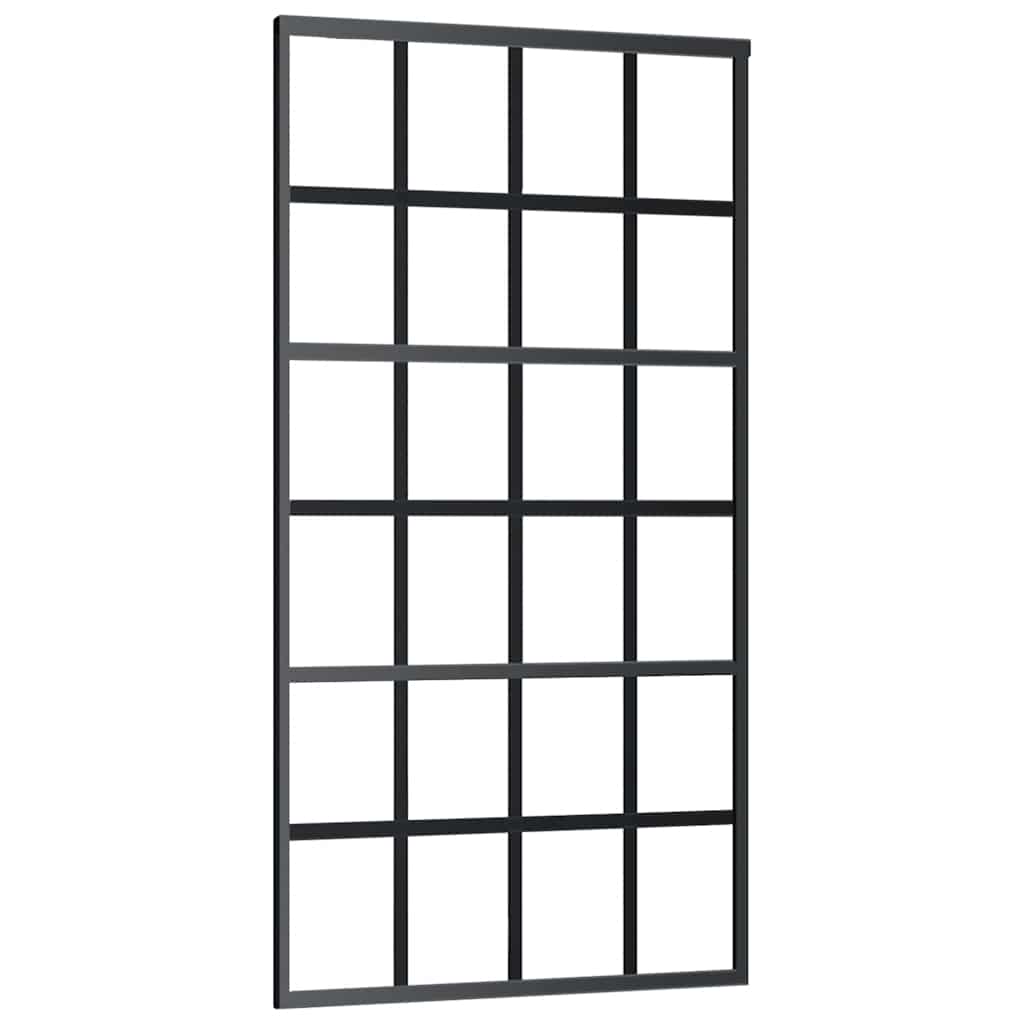 Porta Scorrevole in Vetro ESG e Alluminio 102x205 cm Nera
