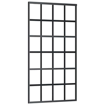 Porta Scorrevole in Vetro ESG e Alluminio 102x205 cm Nera