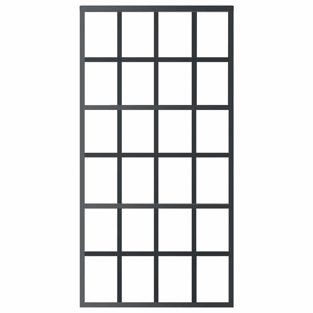 Porta Scorrevole in Vetro ESG e Alluminio 102x205 cm Nera