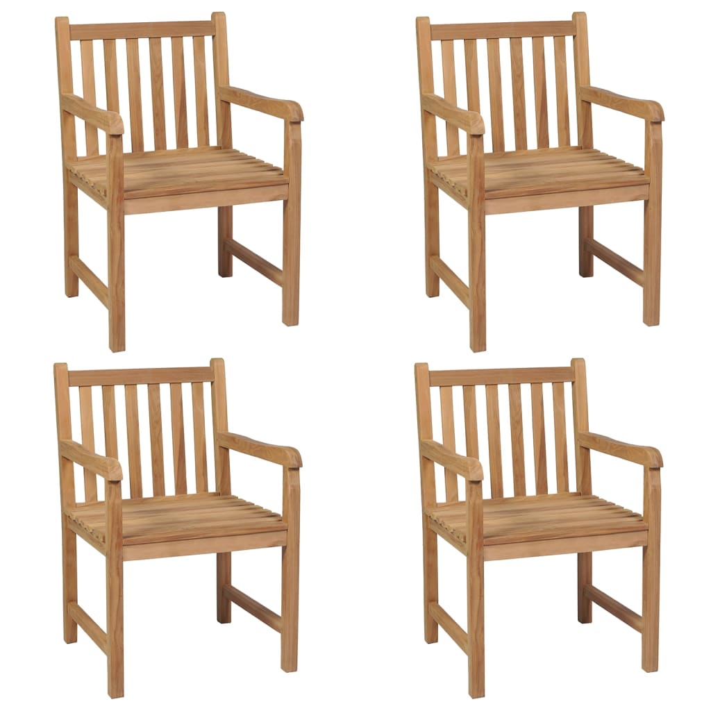 Sedie Giardino 4 pz con Cuscini Grigi in Massello di Teak