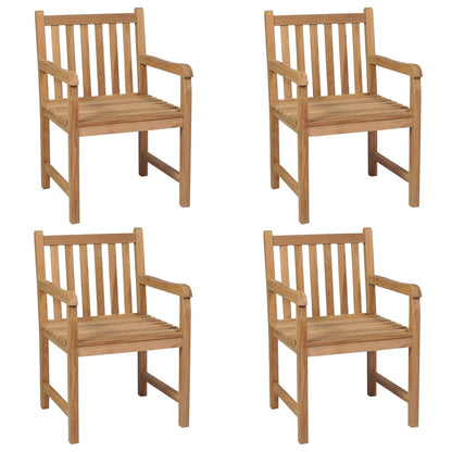 Sedie Giardino 4 pz con Cuscini Grigi in Massello di Teak