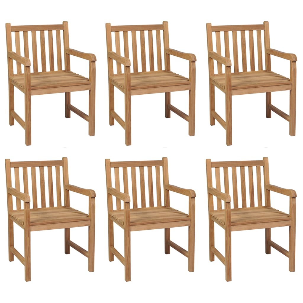 Sedie da Giardino 6 pz e Cuscini Grigio Talpa Massello di Teak