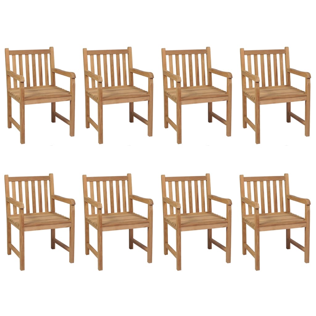 Sedie da Giardino 8 pz con Cuscini Beige in Massello di Teak