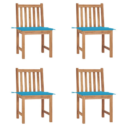 Sedie da Giardino 4 pz con Cuscini in Legno Massello di Teak