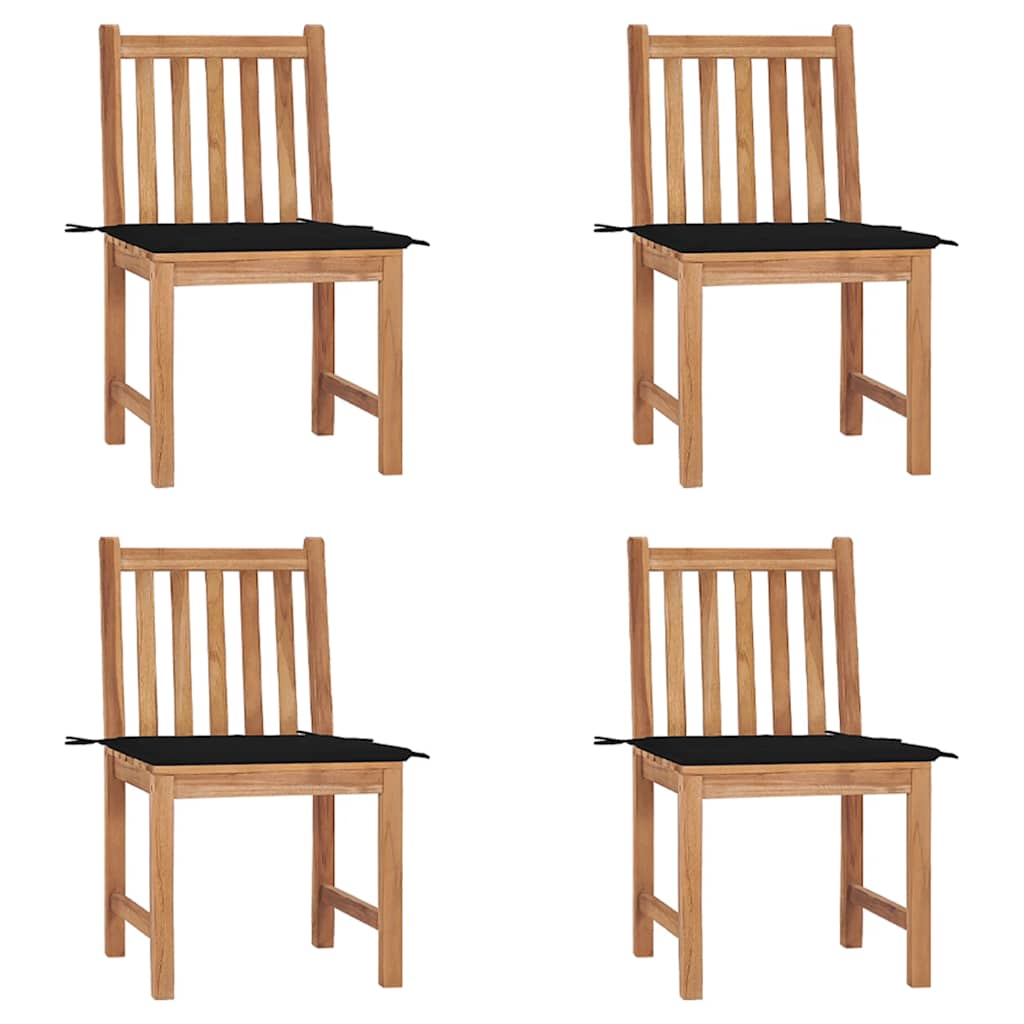 Sedie da Giardino 4 pz con Cuscini in Legno Massello di Teak