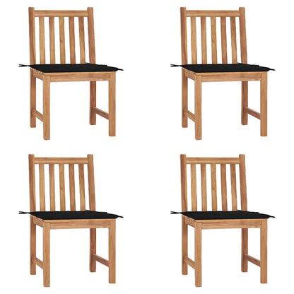 Sedie da Giardino 4 pz con Cuscini in Legno Massello di Teak