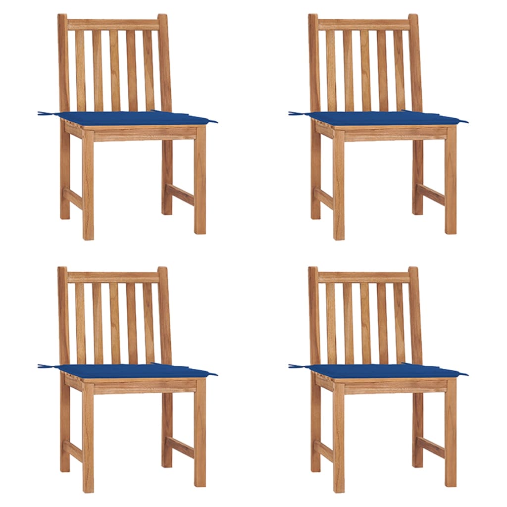 Sedie da Giardino 4 pz con Cuscini in Legno Massello di Teak