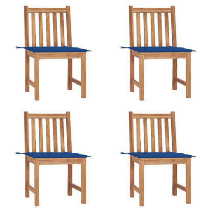 Sedie da Giardino 4 pz con Cuscini in Legno Massello di Teak