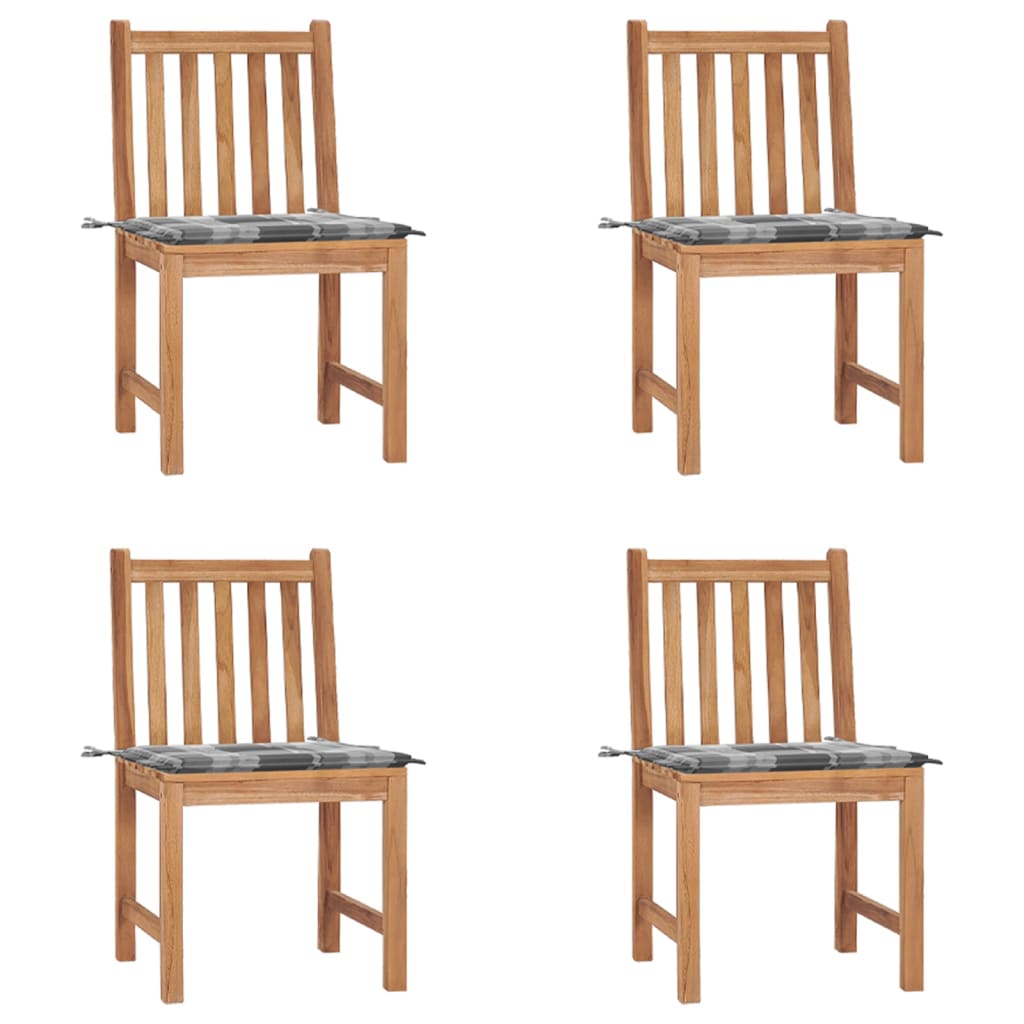 Sedie da Giardino 4 pz con Cuscini in Legno Massello di Teak